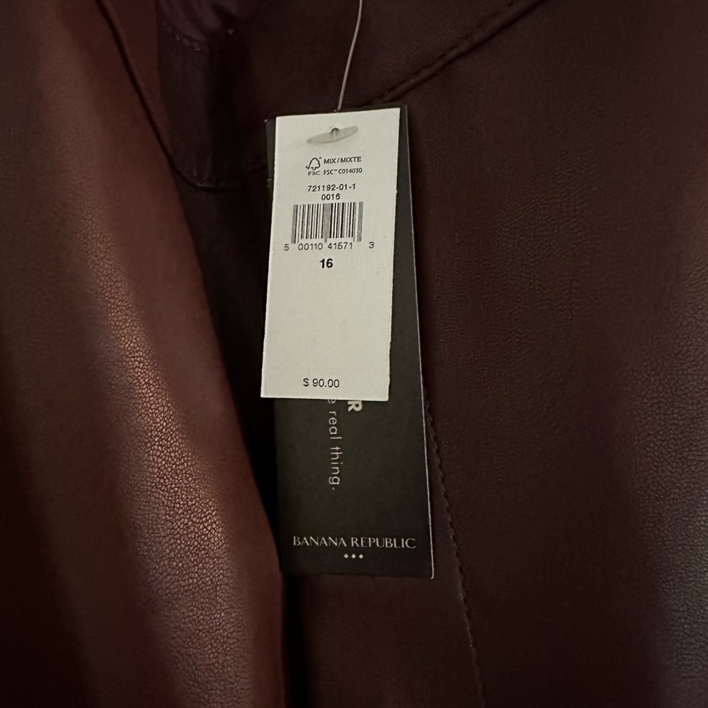 NWT Banana Republic Brown faux leather chocolate pant. Size 16